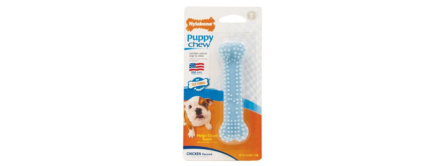  Nylabone Puppy Teething Chew Textured Bone Chicken Blue X Small