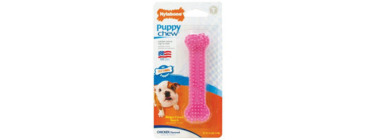  Nylabone Puppy Teething Chew Textured Bone Chicken Pink X Small