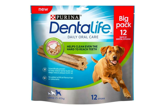  3 X Purina Dentalife Daily Oral Care Chicken Chew Adult Large Breed 12 Pack