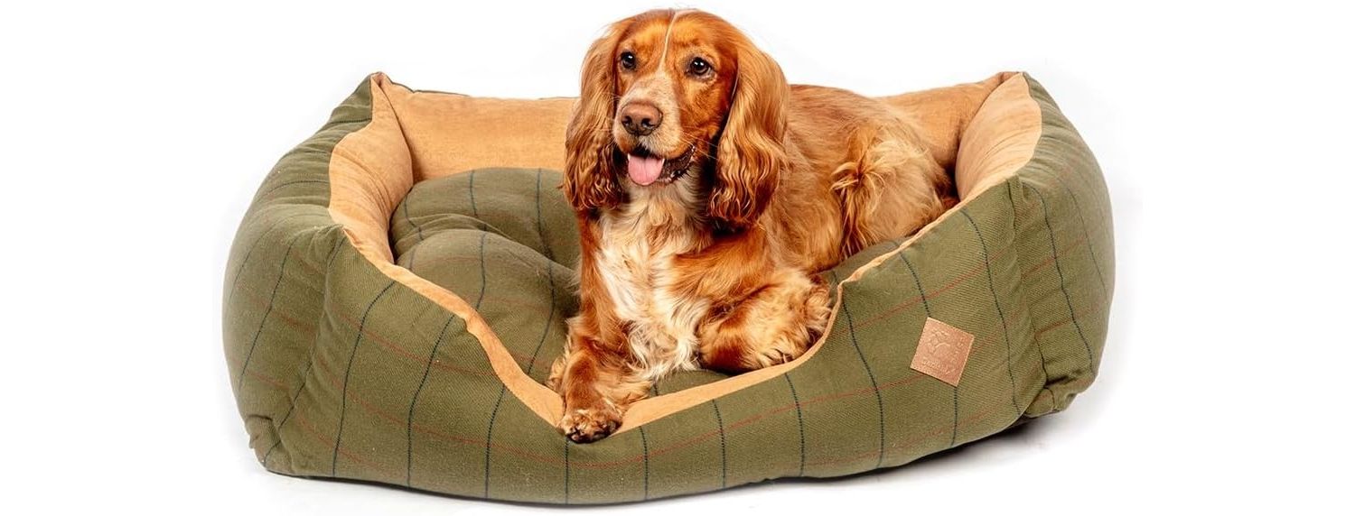  Danish Design Green Tweed Rectangular Snuggle Dog Bed
