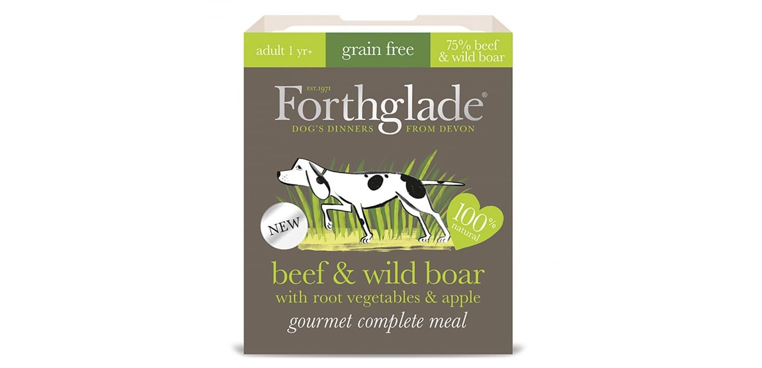  7 X 395g Forthglade Gourmet Grain Free Beef & Wild Boar W/root Vegetables & Apple