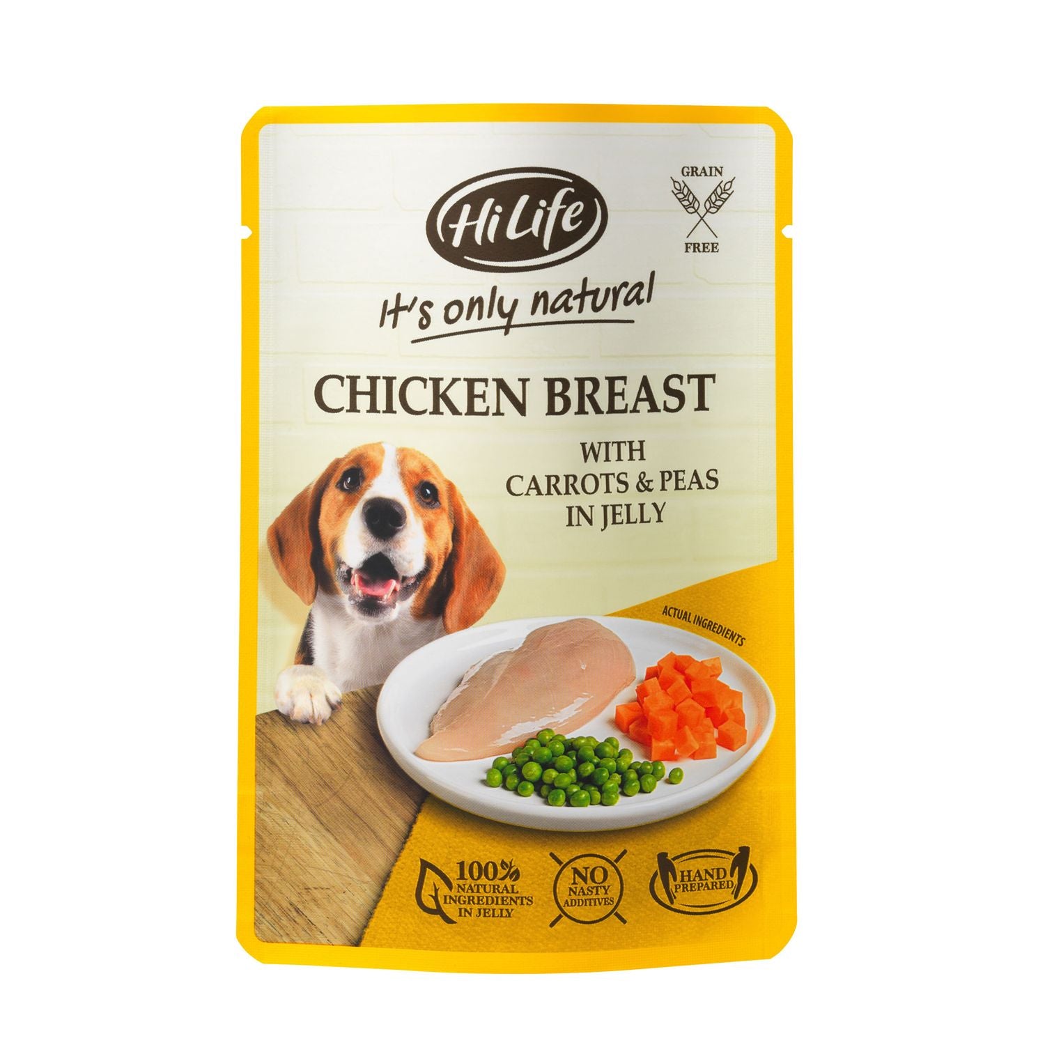  15 X Hilife It's Only Natural - Pouch - Chicken Breast With Carrots & Peas 100g