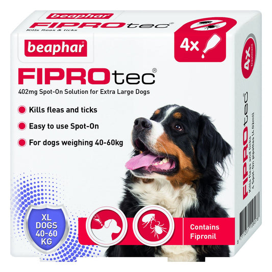  Beaphar FIPROtec Flea & Tick Spot On Extra Large Dog (40-60kg) - 4 Treatments