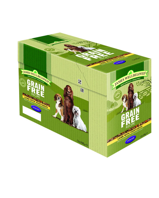  48 X 100g James Wellbeloved Senior Dog Pouches Grain Free Lamb