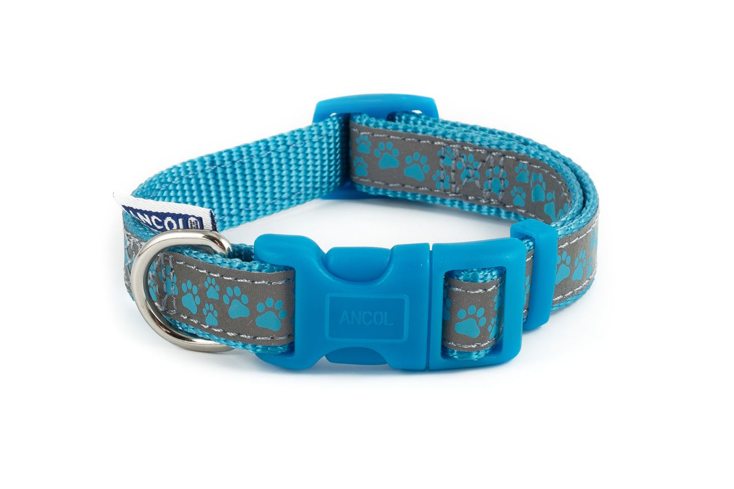  Ancol Fashion Nylon Adjustable Blue Paw Dog Collar