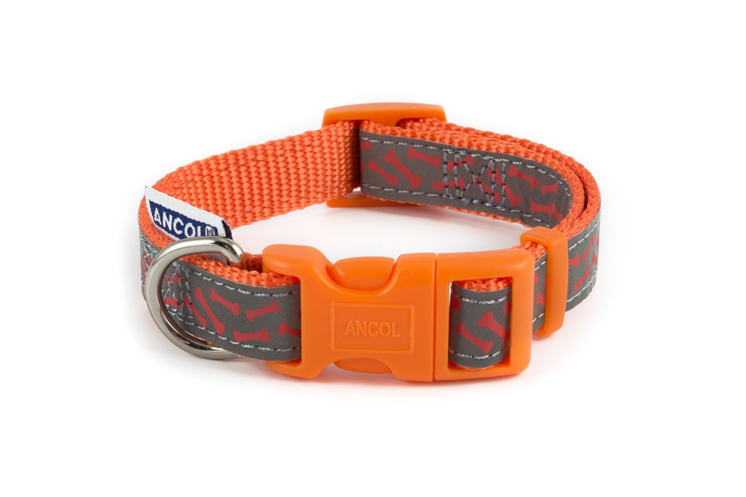  Ancol Fashion Orange Bone Nylon Adjustable Dog Collar
