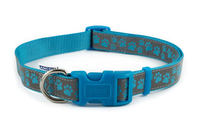  Ancol Fashion Nylon Adjustable Blue Paw Dog Collar