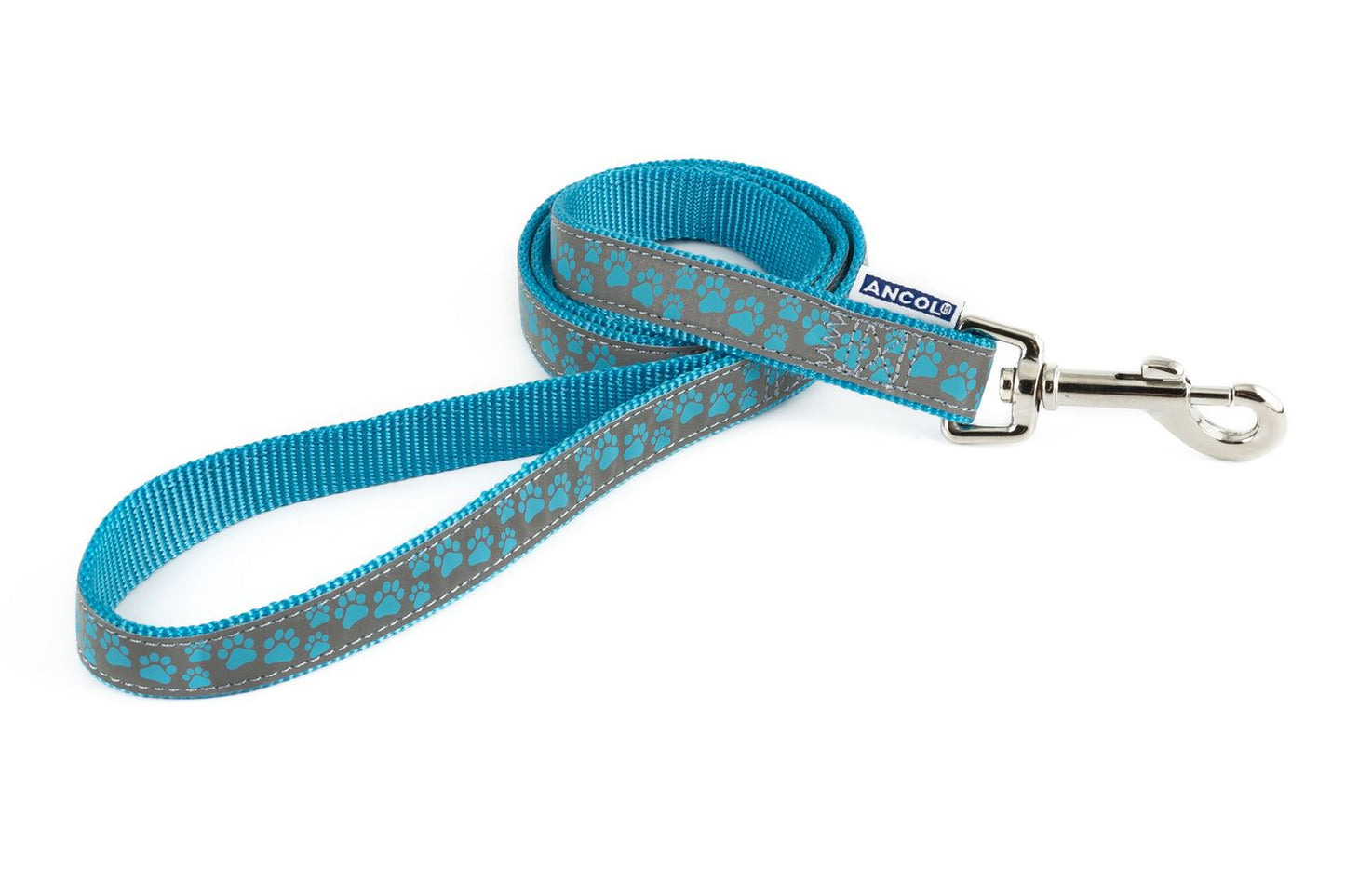  Ancol Fashion Nylon Dog Lead Blue Paw Design 19mm X 1m