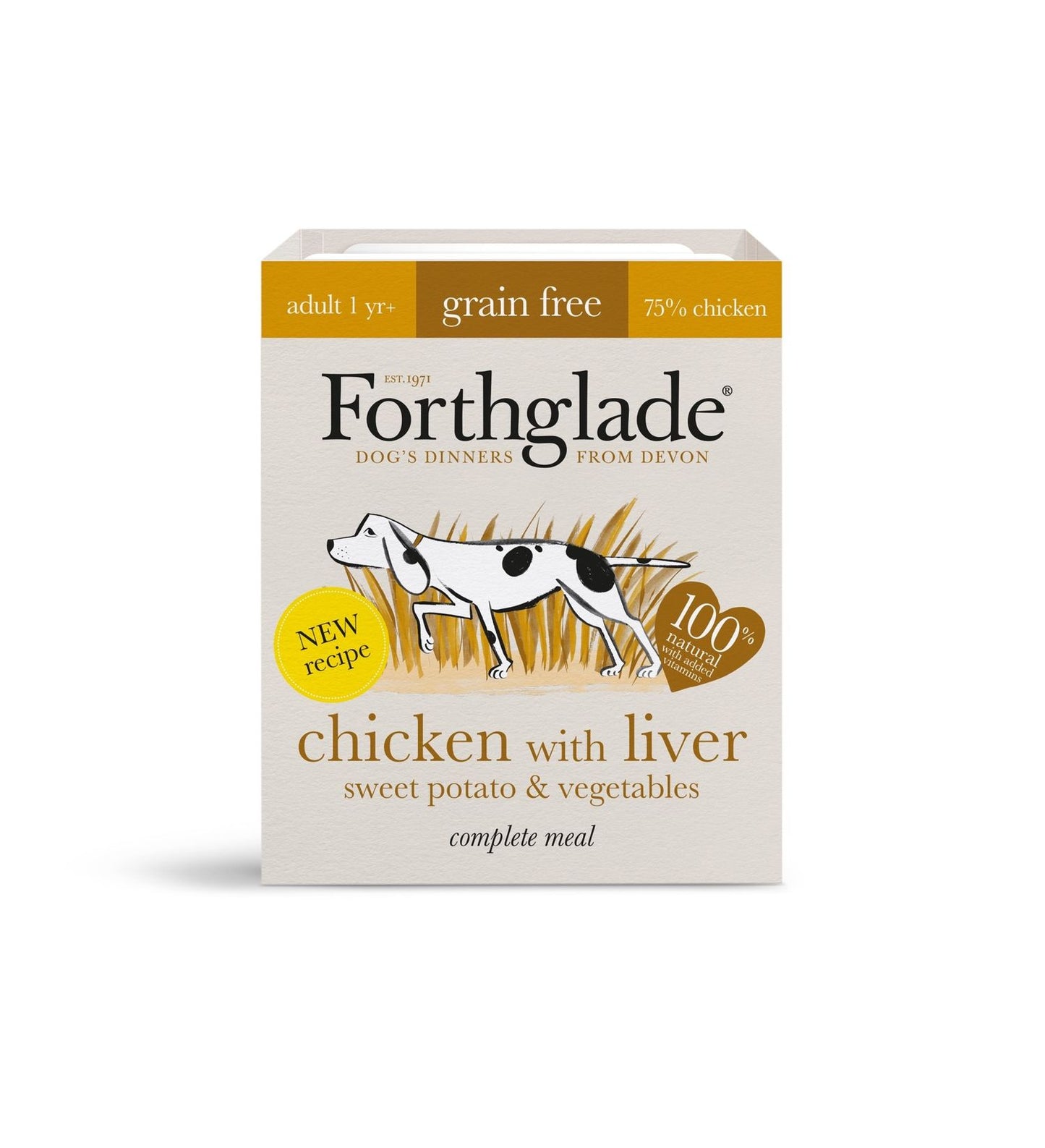  18 X 395g Forthglade Gluten Free Complete Meal Adult Chicken With Liver Sweet Potato & Veg