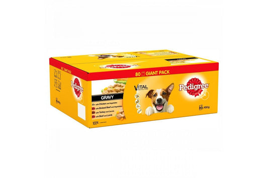  PEDIGREE Dog Pouches Mixed Selection In Gravy 80 X 100g Mega Pack