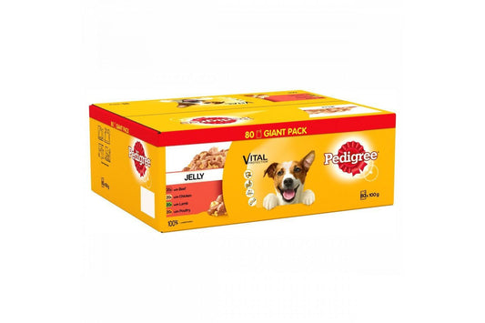  80 100g X PEDIGREE Dog Pouches Mixed Selection In Jelly Mega Pack