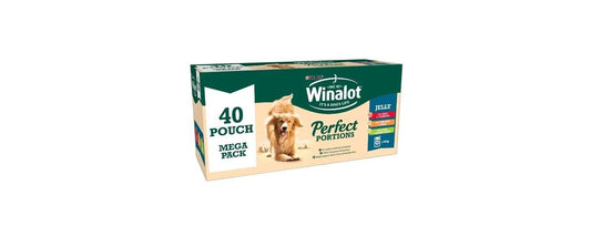  40 X Winalot Perfect Portions Adult Dog Food Beef, Chicken & Lamb In Jelly 100g