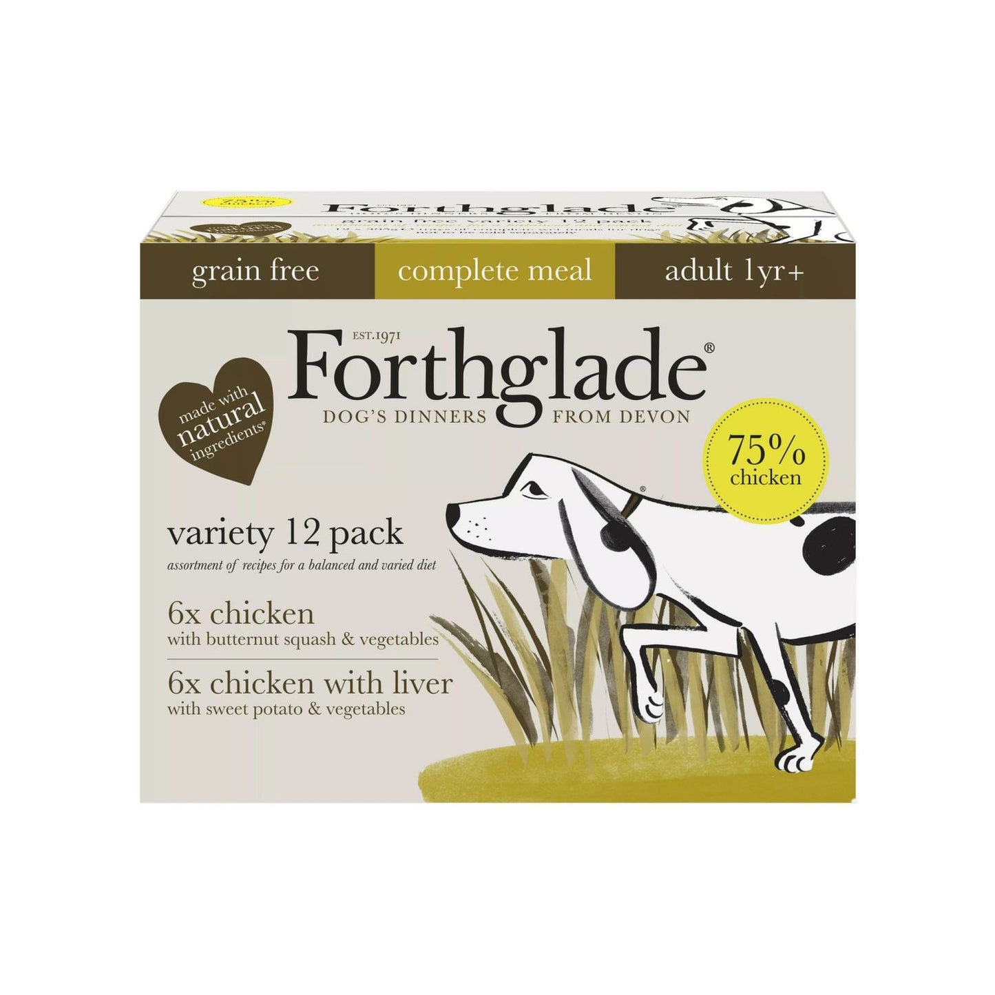  Forthglade Complete Grain Free Chicken & Chicken Liver Wet Dog Food (12 Pack)