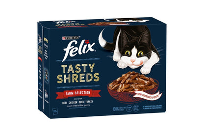  Felix Tasty Shreds Farm Selection In Gravy Wet Cat Food 12 X 80g