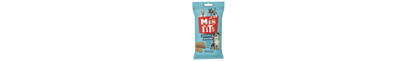  10 X Misfits Nasher Sticks Chicken & Beef Dog Treats