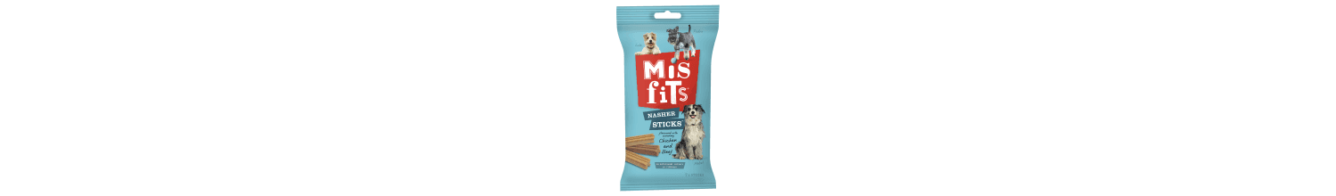  10 X Misfits Nasher Sticks Chicken & Beef Dog Treats