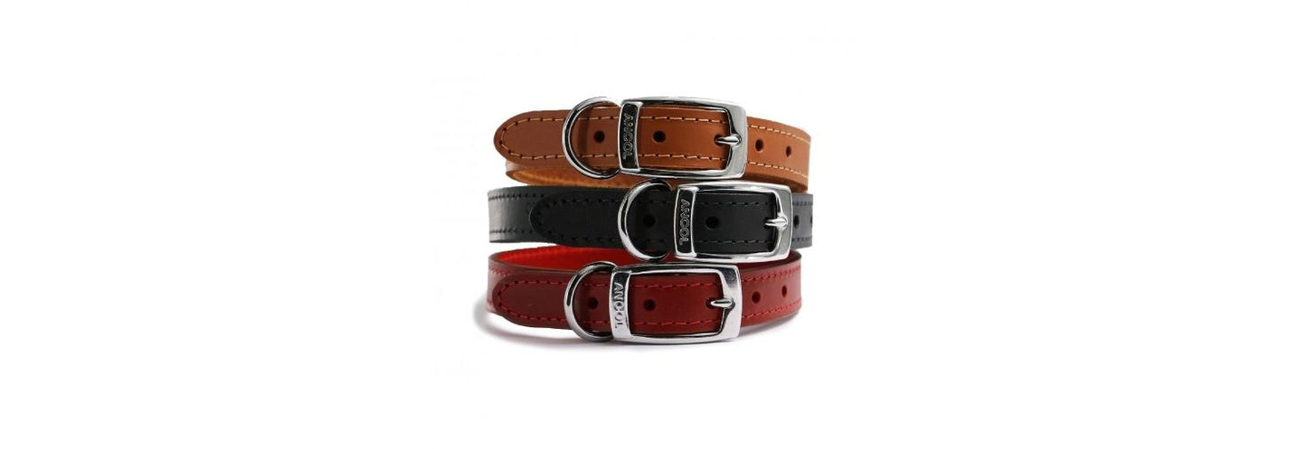  Ancol Classic Leather Sewn/Half Lined Tan Dog Collar