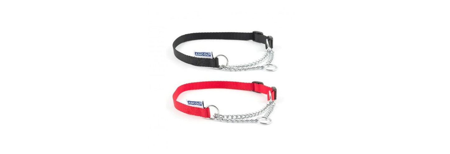  Ancol Heritage Nylon & Chain Black Check Collar