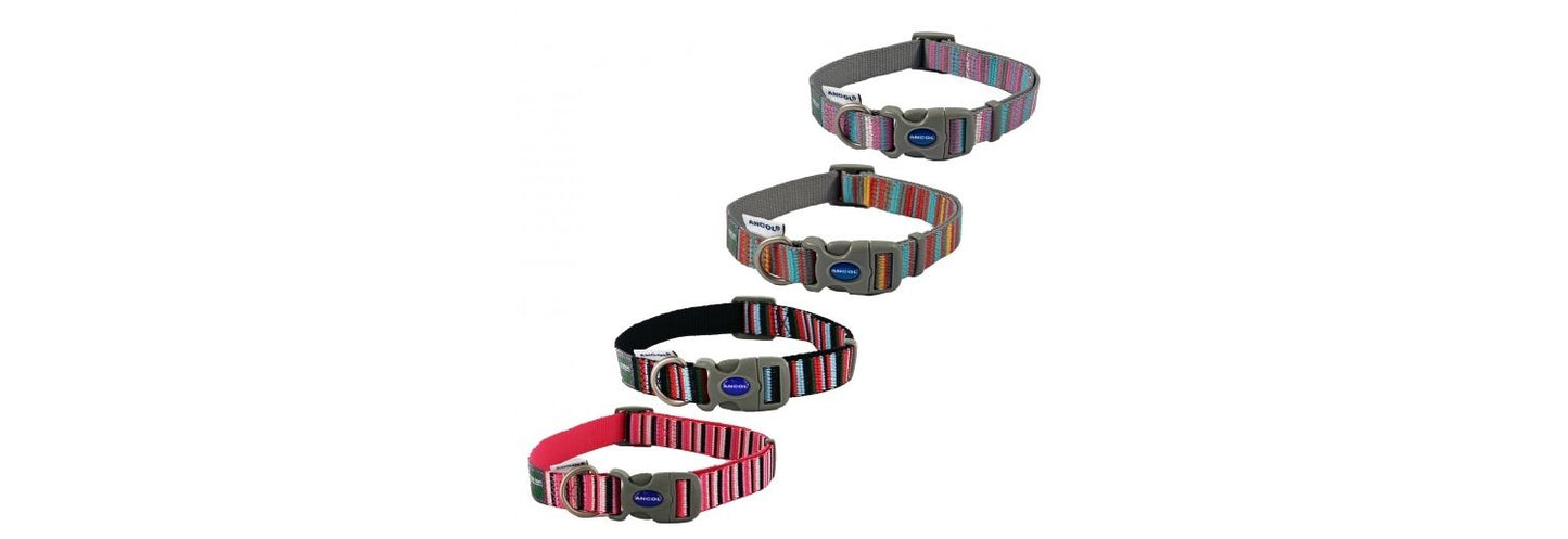  Ancol Made From Candystripe Pink Dog Collar