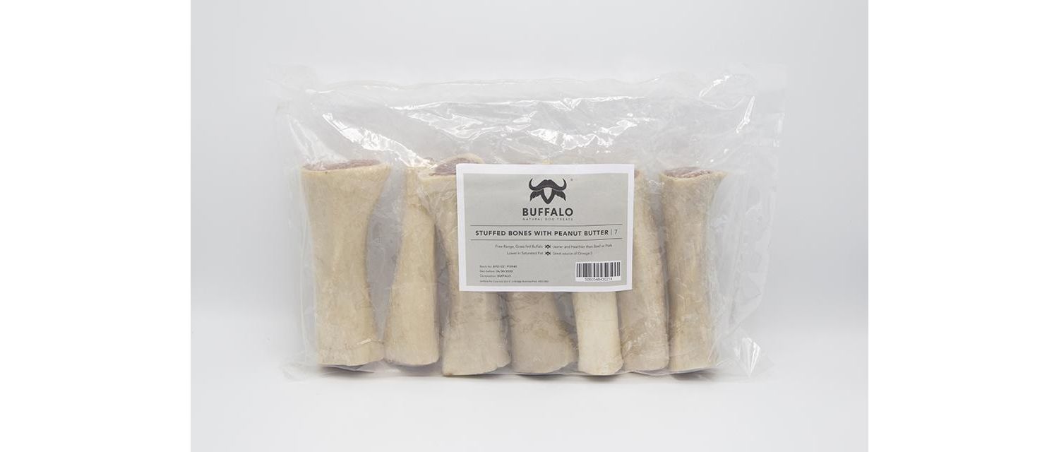  NAW Buffalo Stuffed Bones Dog Treats Peanut Butter
