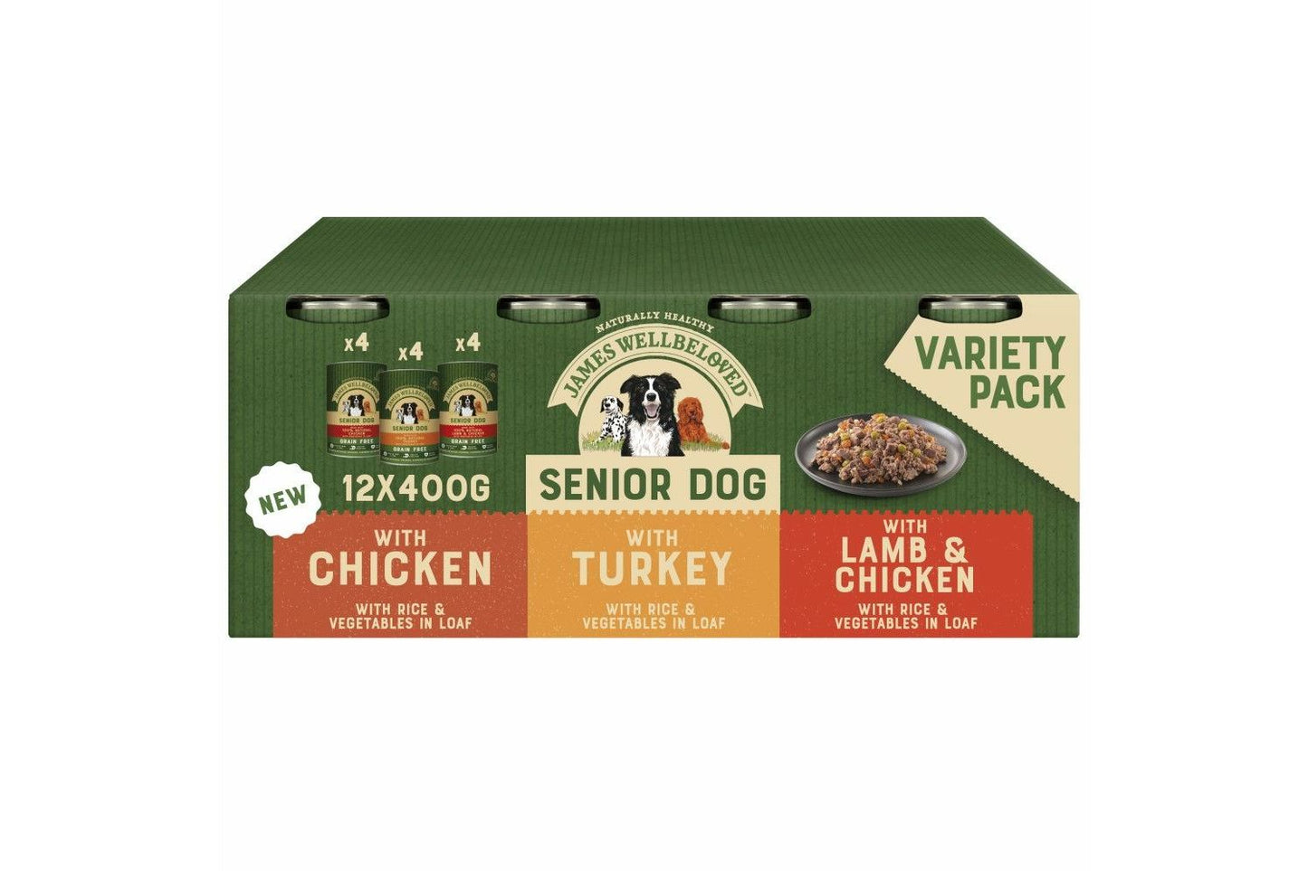  12 X James Wellbeloved Dog Food Senior Mixed 400g Pack