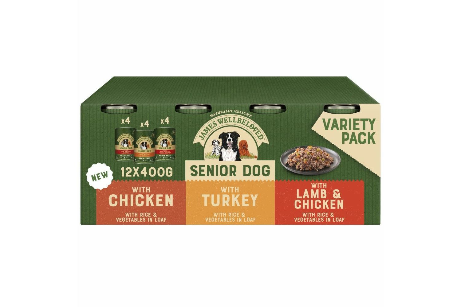  12 X James Wellbeloved Dog Food Senior Mixed 400g Pack