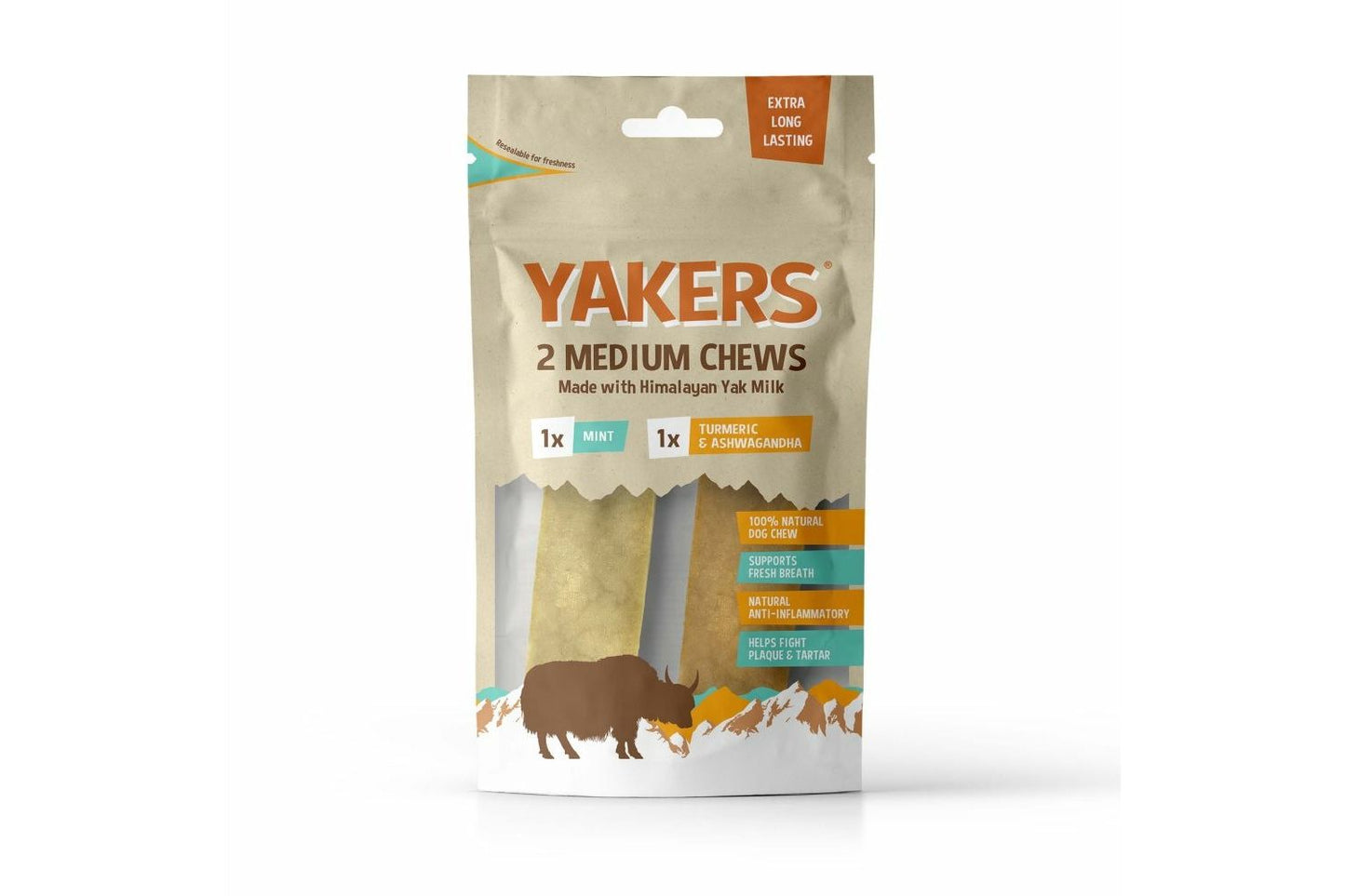  Yakers Dog Chews Mint And Turmeric 2 Pack