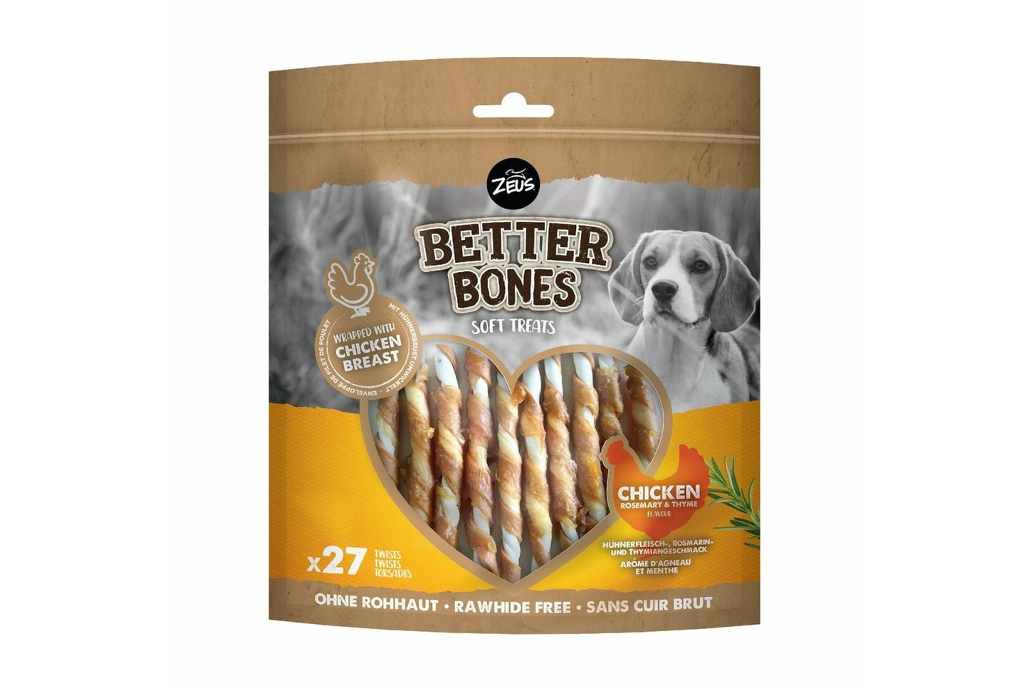  Zeus Better Bones Chicken Wrap Twists Dog Treats Pack Of 27