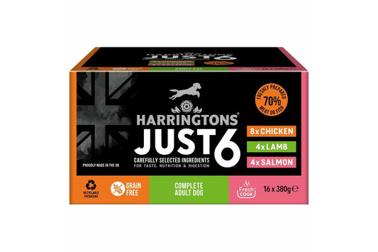  16 X Harringtons Just 6 Wet Dog Food 380g