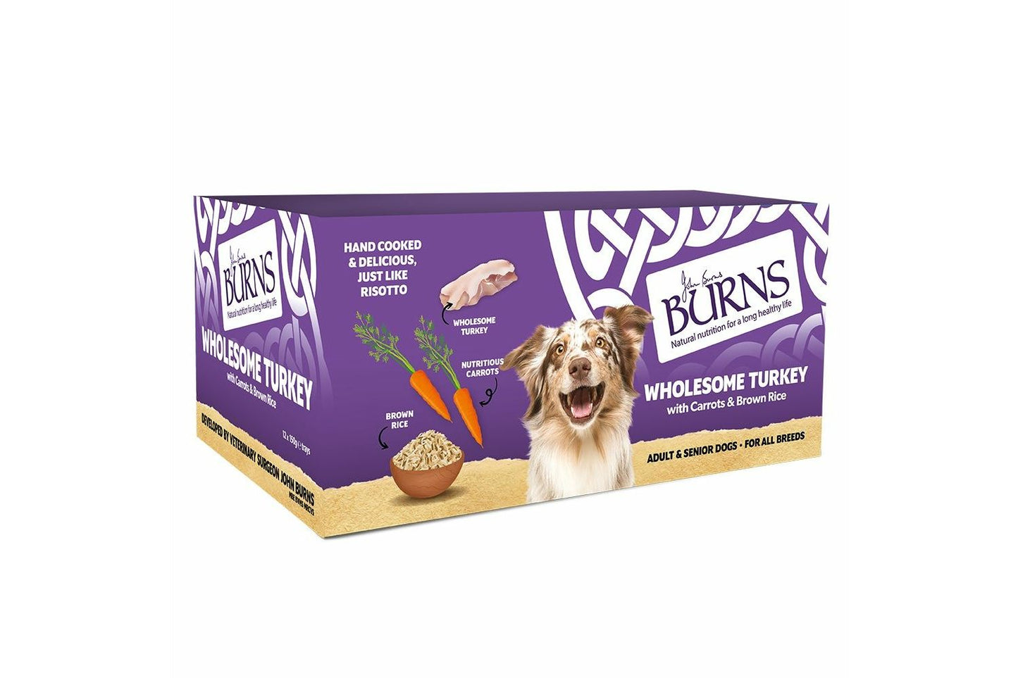 12 X Burns Wholesome Turkey Dog Food 150g