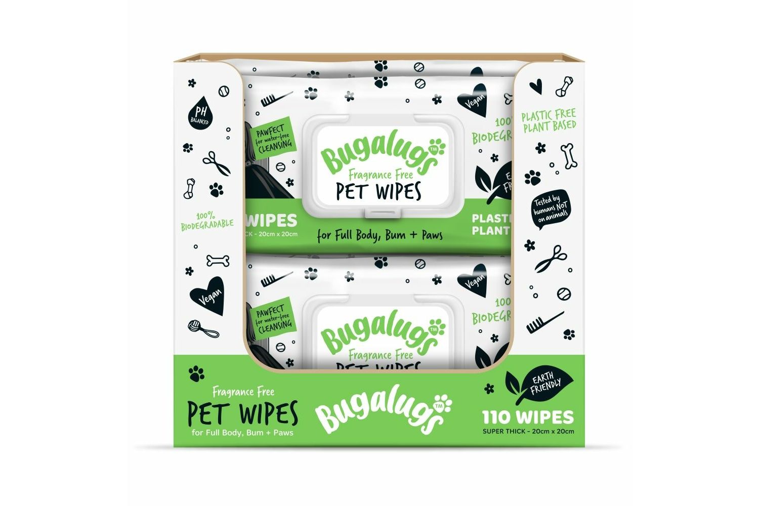  Bugalugs Bio Degradable Pet Wipes 110 Pack