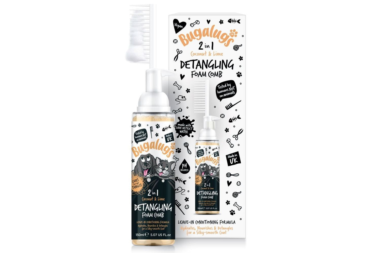  Bugalugs Oatmeal No Rince Detangling & Conditioning Foam Comb