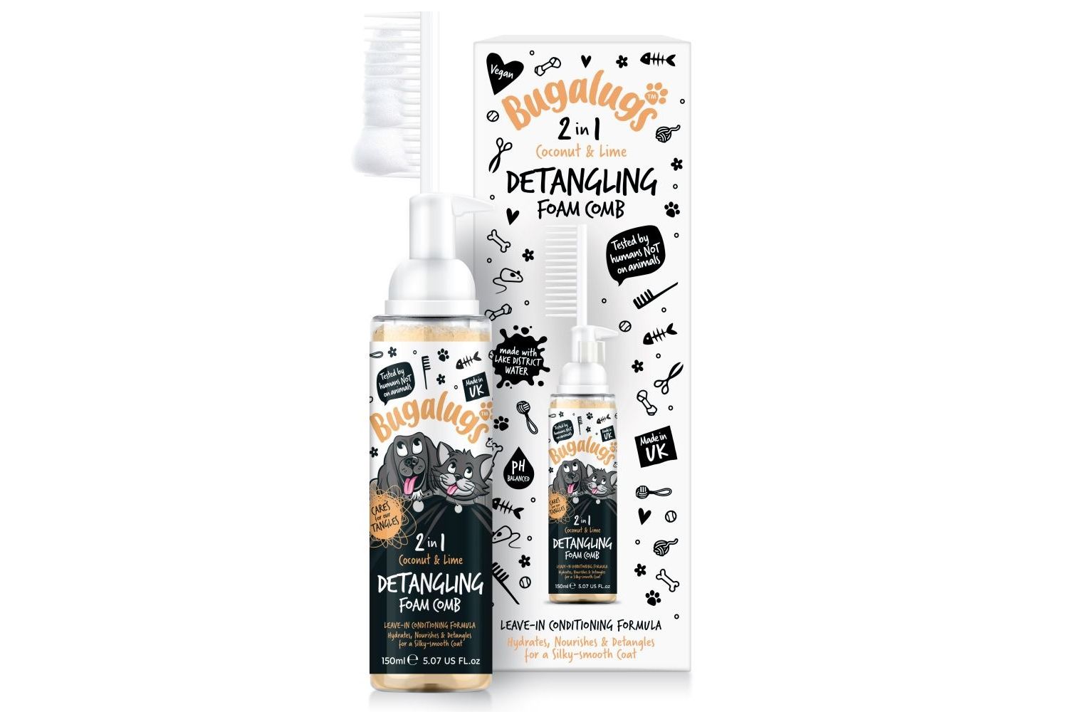  Bugalugs Oatmeal No Rince Detangling & Conditioning Foam Comb