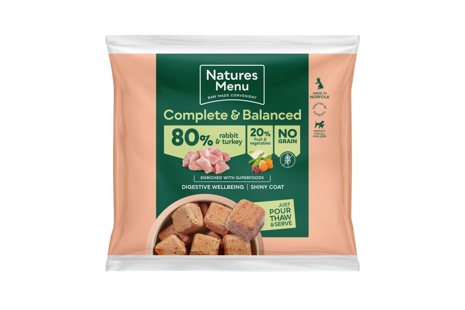  Natures Menu 80/20 Complete & Balanced Rabbit & Turkey Dog Food 1kg