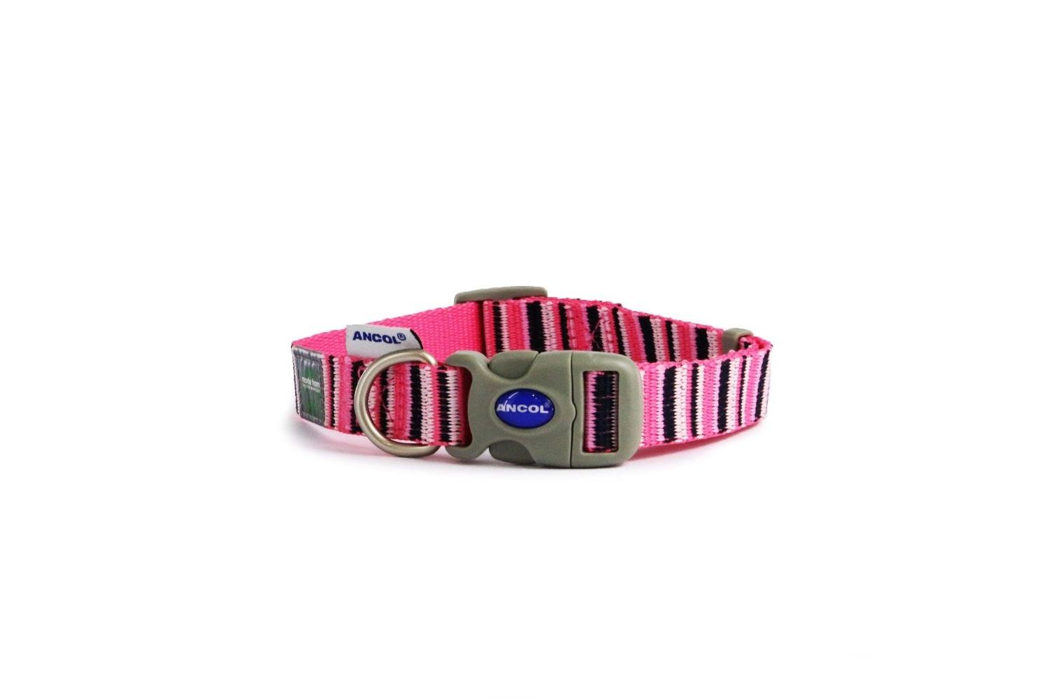  Ancol Made From Candystripe Pink Dog Collar