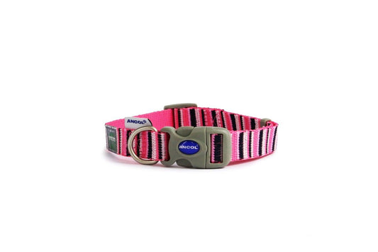  Ancol Made From Candystripe Pink Dog Collar