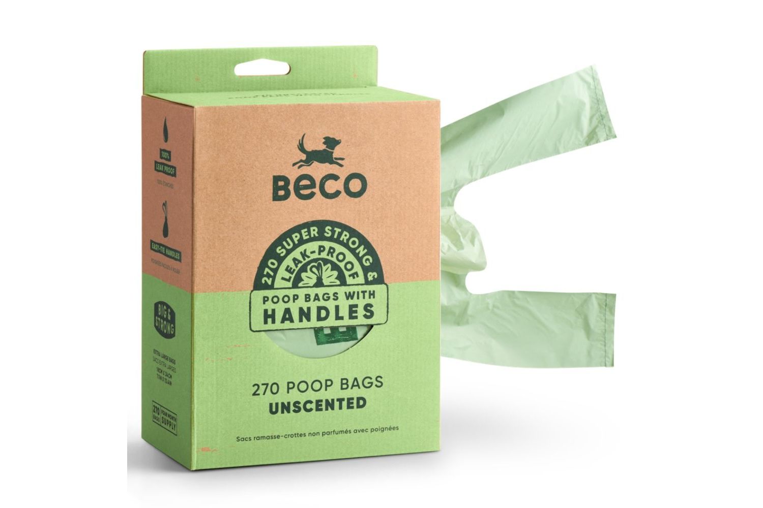  Beco Poop Bags Unscented With Handles