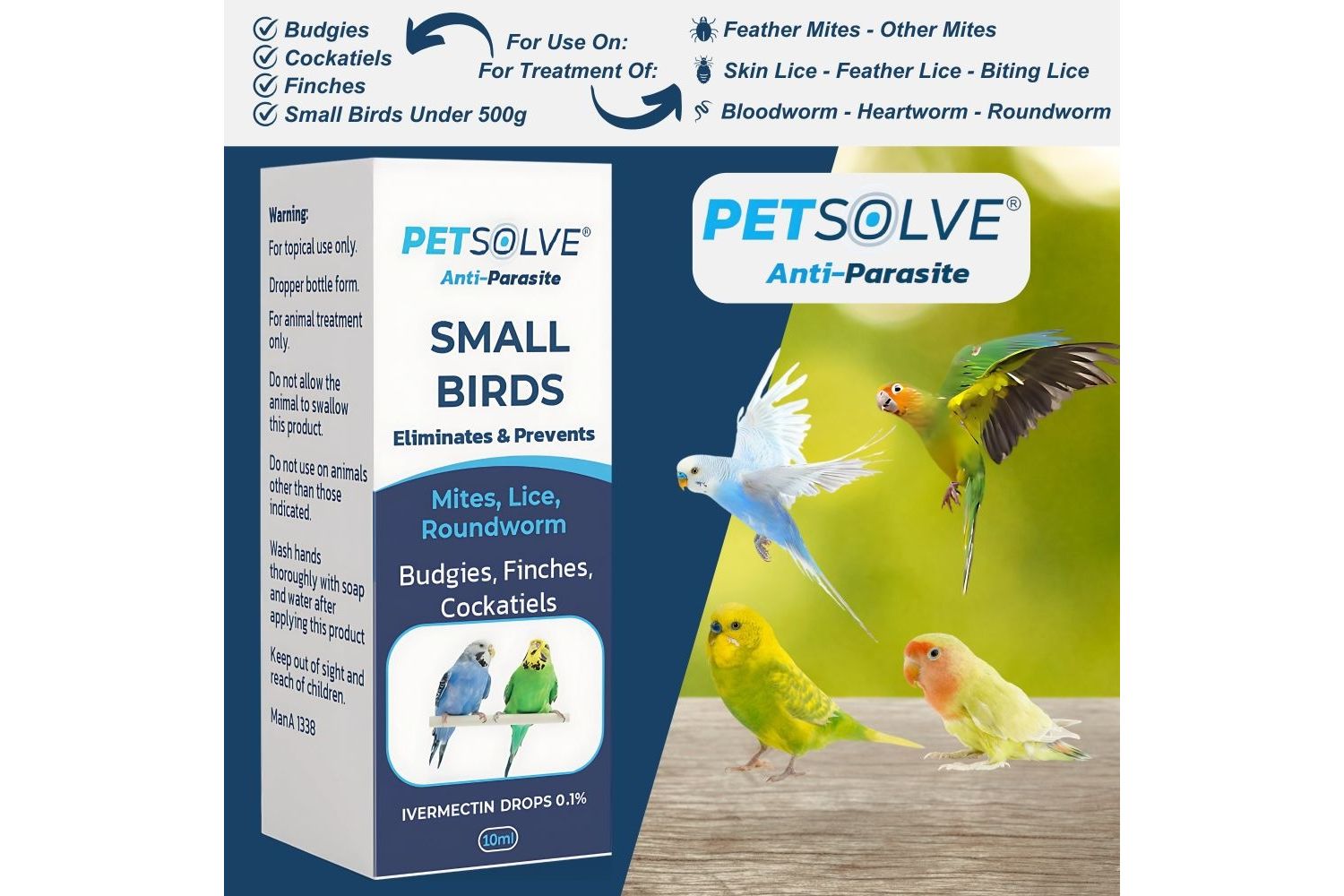  Petsolve Anti-Parasite For Small Birds 10ml