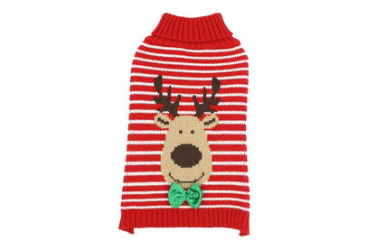  Happy Pet Reindeer Stripe Sweater