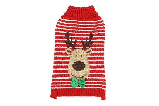  Happy Pet Reindeer Stripe Sweater