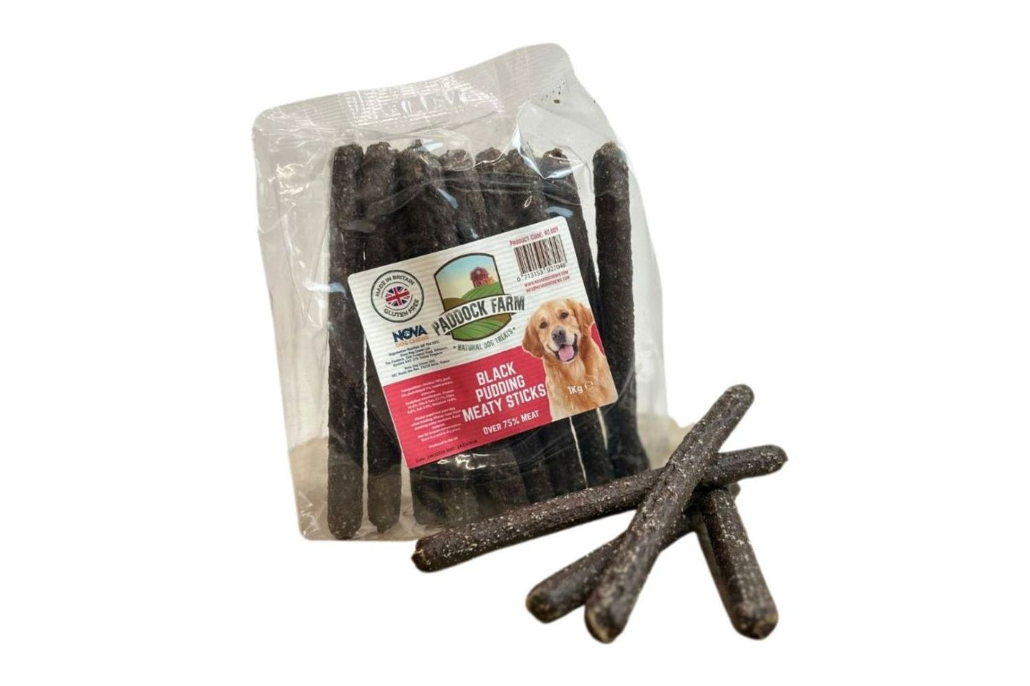  Paddock Farm Black Pudding Meaty Sticks For Dogs 1kg