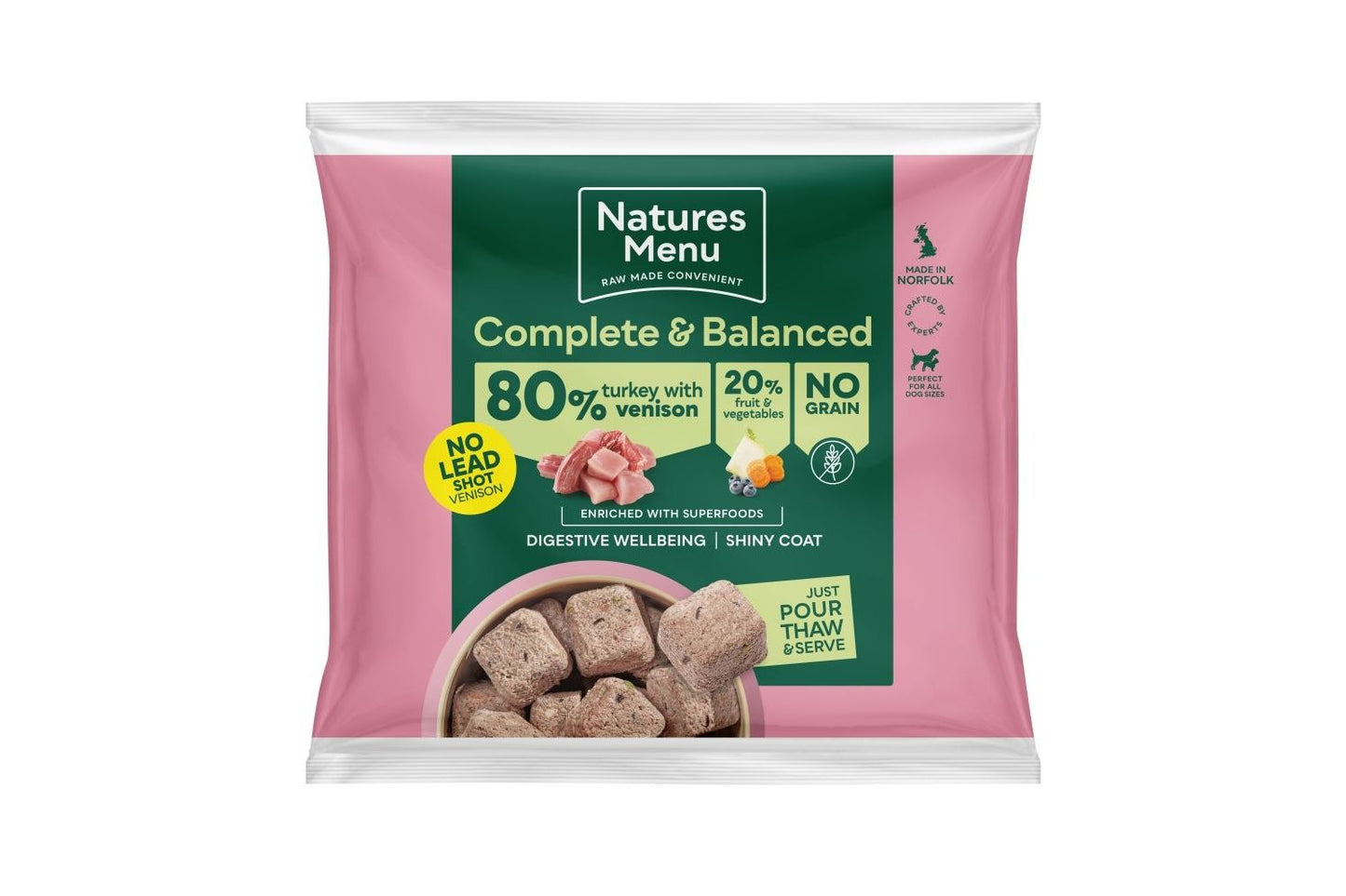  Natures Menu Complete & Balanced 80/20 Turkey & Venison Nuggets