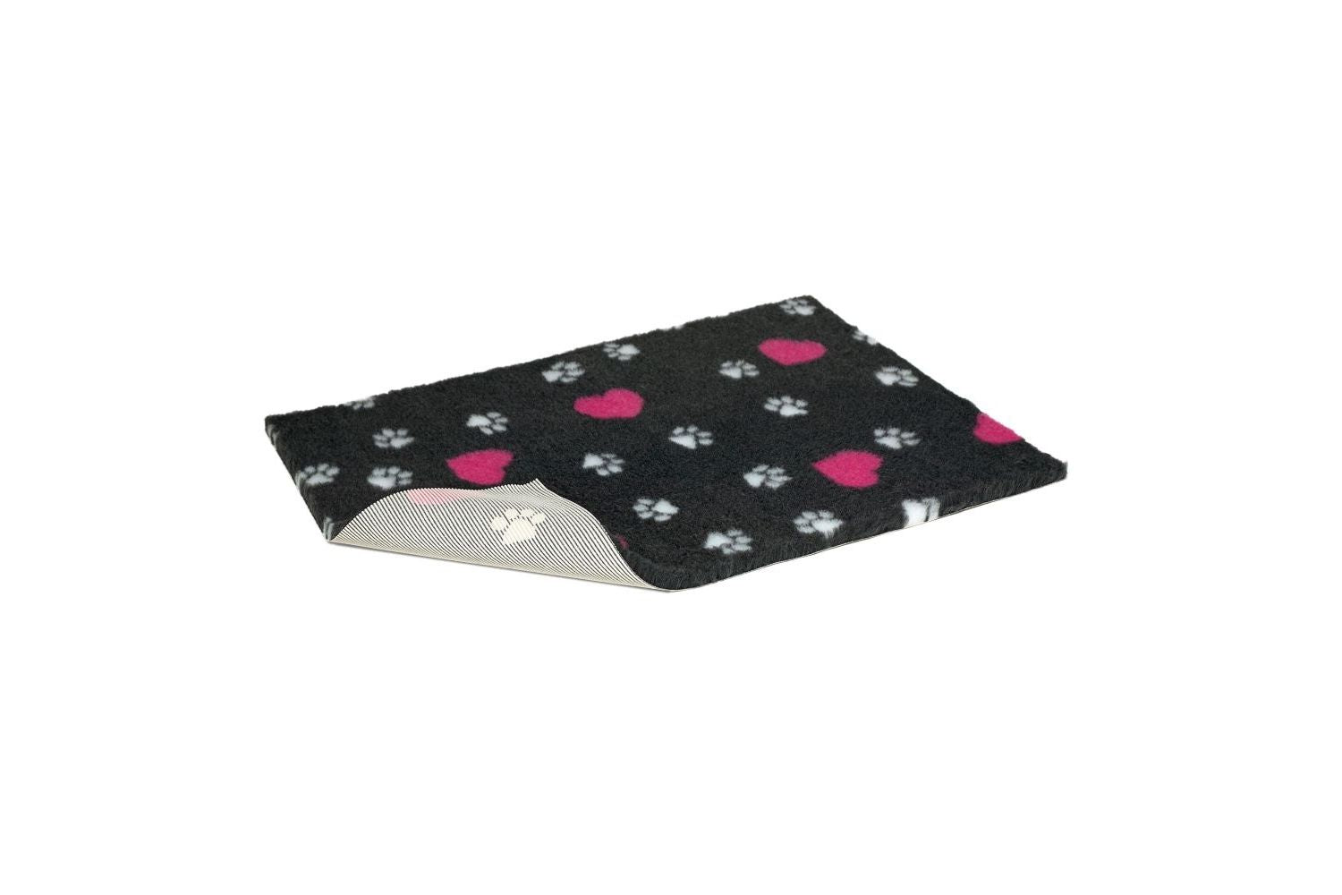  Vetbed Non Slip Charcoal Pink & White Hearts & Paws