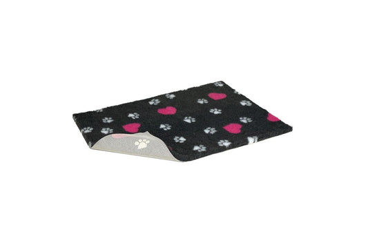  Vetbed Non Slip Charcoal Pink & White Hearts & Paws
