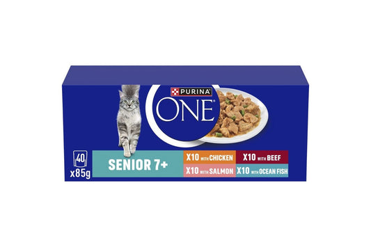  PURINA ONE Pouches 7+ Senior Cat Mini Fillets In Gravy 40pk