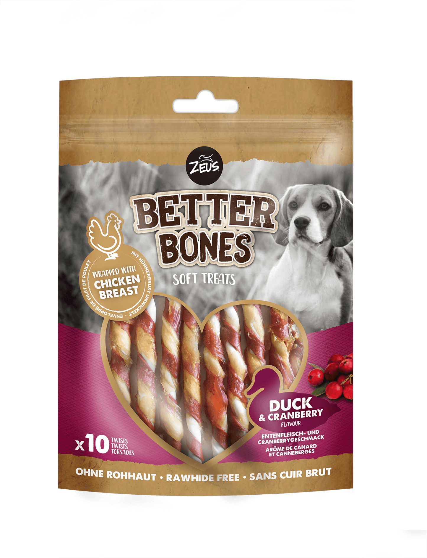  Zeus Better Bones Duck & Cranberry Twists Dog Treats