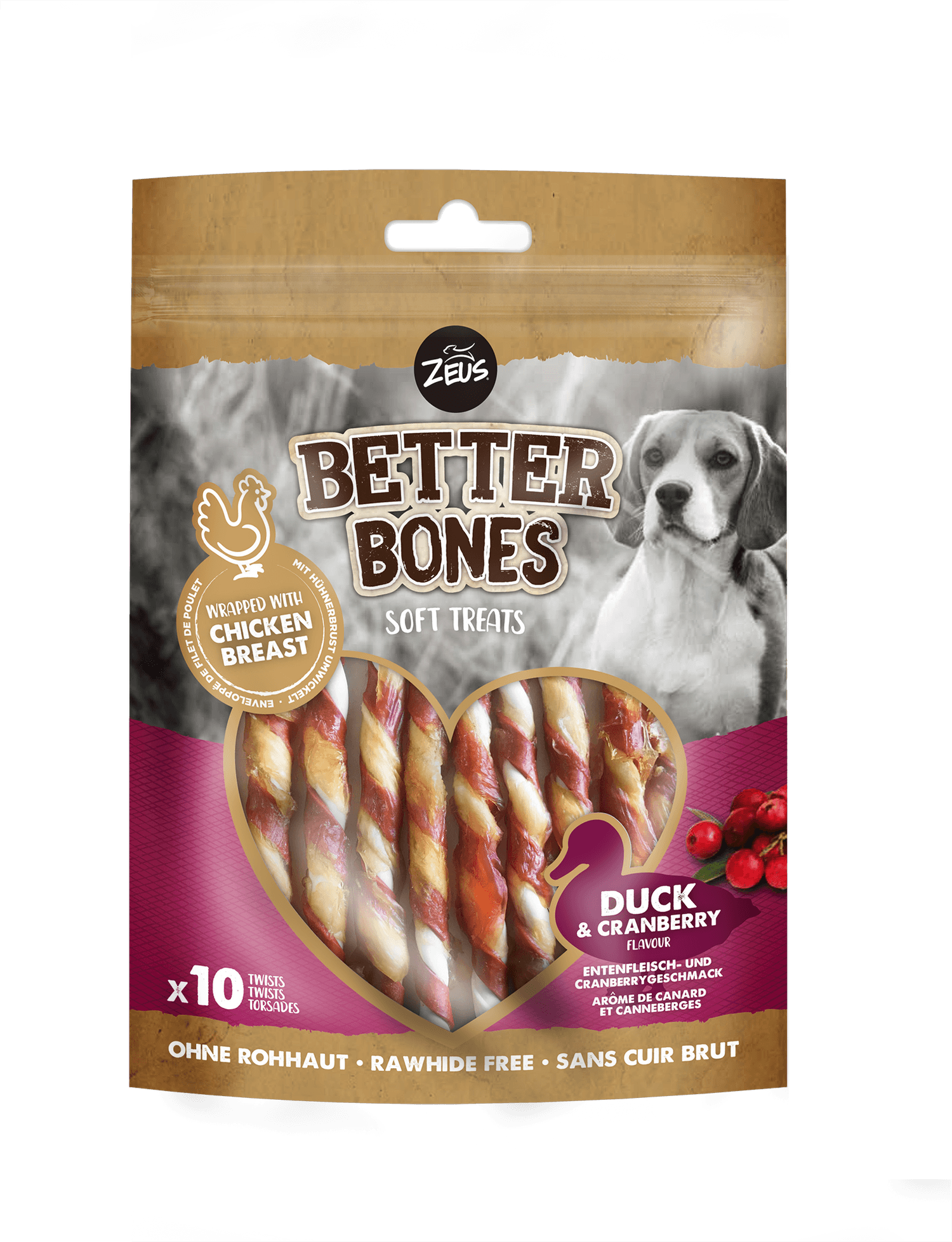  Zeus Better Bones Duck & Cranberry Twists Dog Treats
