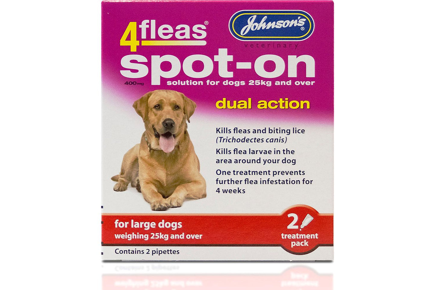  Johnson's 4fleas Spot-On Dual Action For Large Dogs - Over 25kg - 2 Treatments