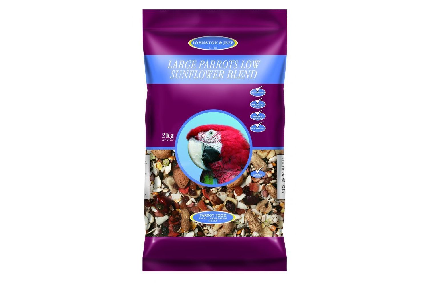  Johnston & Jeff Large Parrot Low Sunflower Mix 2kg