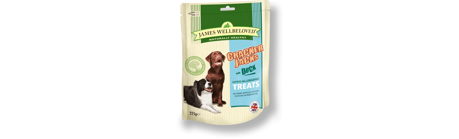  James Wellbeloved Crackerjacks Duck Dog Treats - 225g